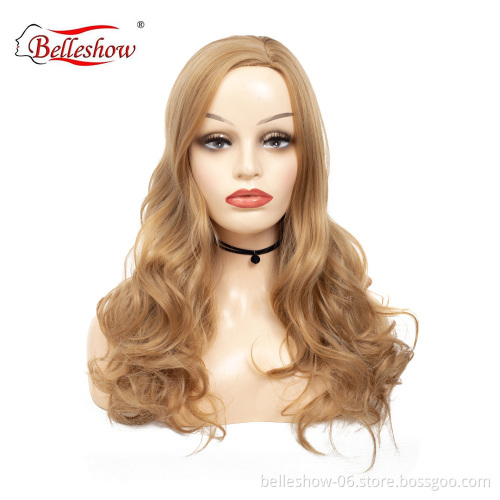 Hot sell wholesale women hair pick dye partial long roll lady head wig synthetic wig for young girl wigs